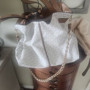 Michael Kors Cream and Tan Shoulder Bag